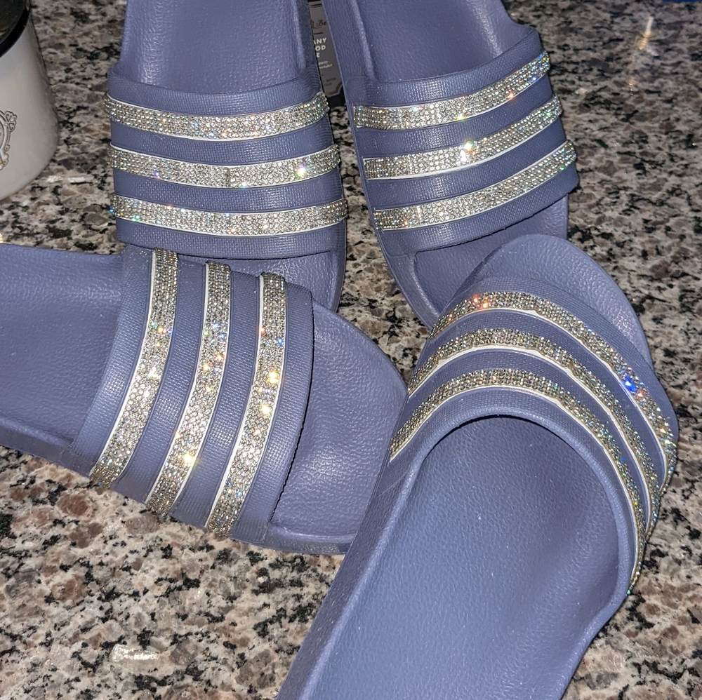 Adidas Adilette Custom Swarovski Style Crystal Women's Slides 💎